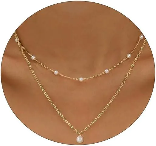 Gold Silver Pearl Necklaces for Women Dainty Pearls Necklace Round Imitation Choker Simple Bridesmaid Wedding Jewelry