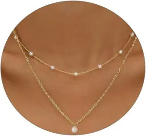 Gold Silver Pearl Necklaces for Women Dainty Pearls Necklace Round Imitation Choker Simple Bridesmaid Wedding Jewelry