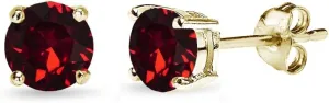 Gold Stud Earrings for Women - Birthstone, 5mm Round Crystal, Cartilage & Flash Silver