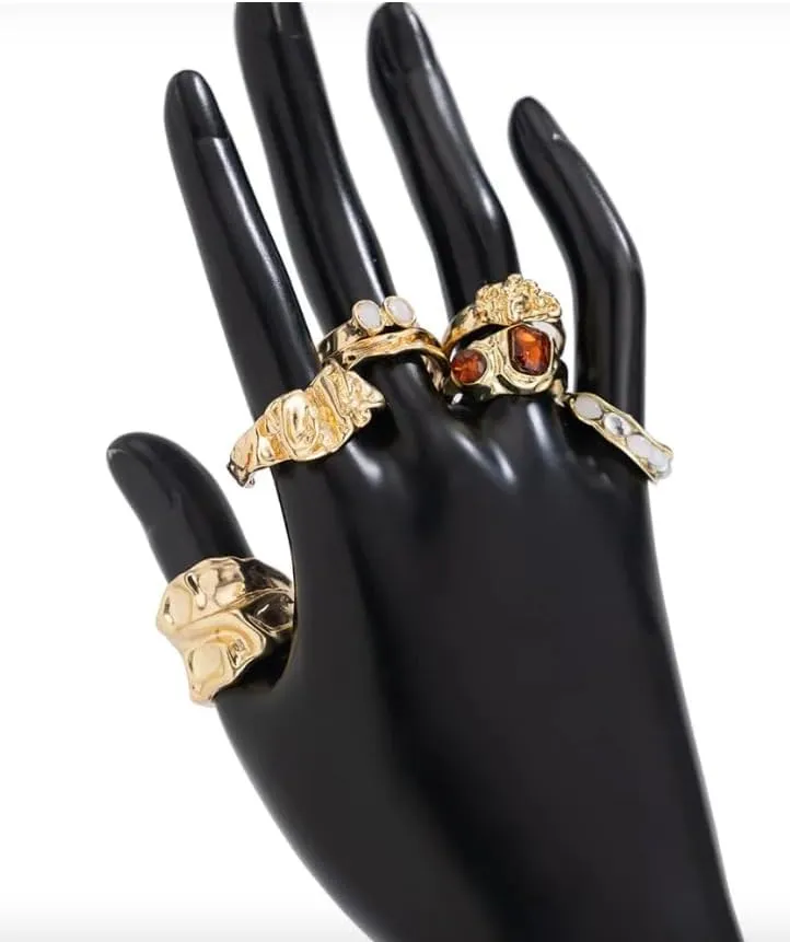 Golden Stacks Ring Set  Multi-Pack Gold Rings for Women, Dainty & Statement Styles for Layering, Stacking & Everyday Glam
