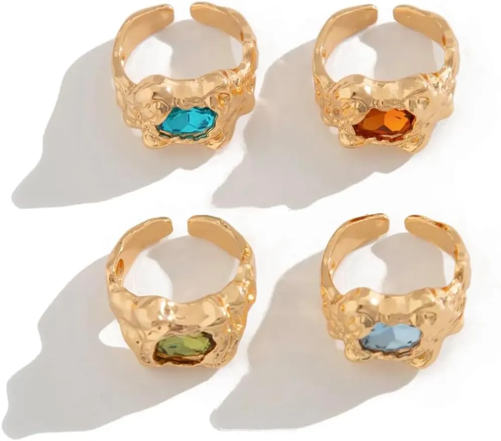 Golden Stacks Ring Set  Multi-Pack Gold Rings for Women, Dainty & Statement Styles for Layering, Stacking & Everyday Glam