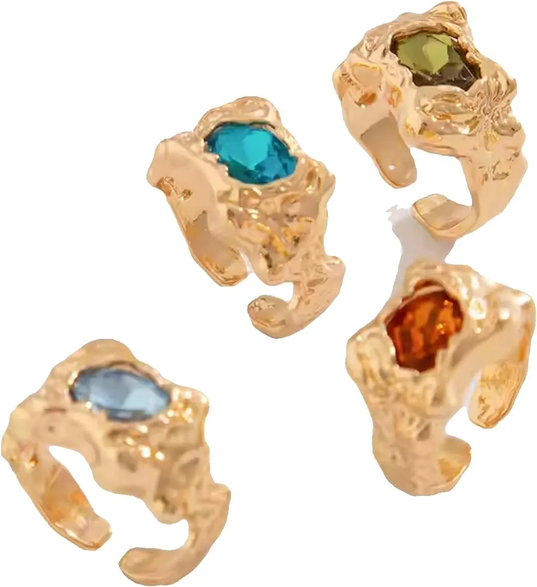 Golden Stacks Ring Set  Multi-Pack Gold Rings for Women, Dainty & Statement Styles for Layering, Stacking & Everyday Glam