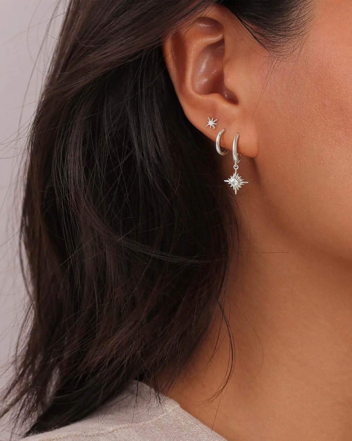 Gold/Silver Hoop Earrings for Women - 14K Plated Stackable Sets for Multiple Piercing, Dainty Cute Huggie Flat Back Stud Jewelry for Gift