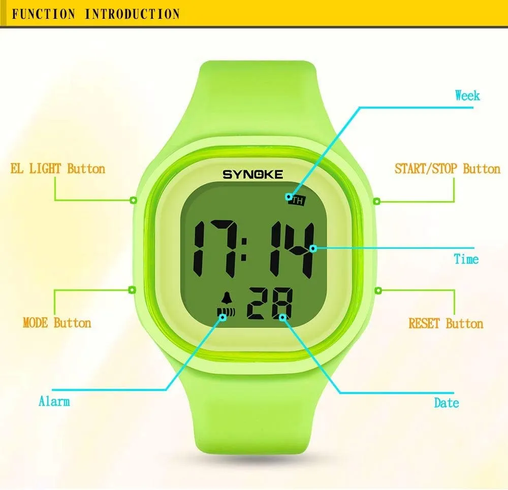 Gosasa Male and Female Digital Sports Watches LED Electron 50m Waterproof Luminous Silicone Watch