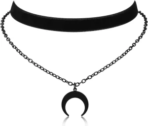 Gothic Choker, Choker Necklace for Women, Black Velvet Choker, Layered Necklace, Goth Jewelry for Women