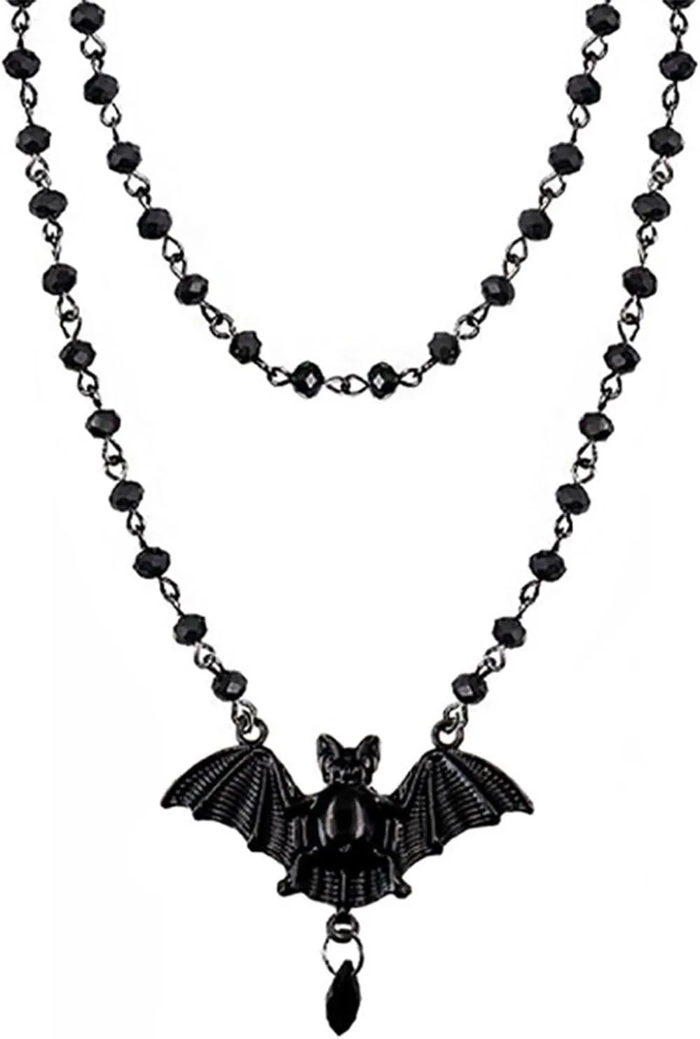Gothic Layered Choker Necklace for Women Black Bat Cross Moon Pendant Necklace Halloween Jewelry Gifts