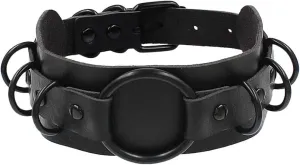Gothic Leather Choker Necklace Punk Choker Collar Rings Nightclub Party Adjustable Necklaces Chain for Women