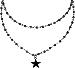 Gothic Moon Necklace, Layered Black Crescent Moon Necklace Moon Choker Necklace for Women Bead Onyx Necklace Moon Pendant Necklace Goth Dark Jewelry Set Halloween Costume Jewelry for Women