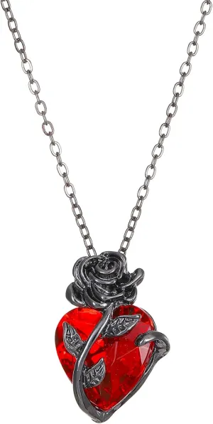 Gothic necklace for Women Vintage Punk Blacke Rose Necklaces Long Goth Heart Necklaces Halloween Necklace Valentine's Day Jewelry Gifts