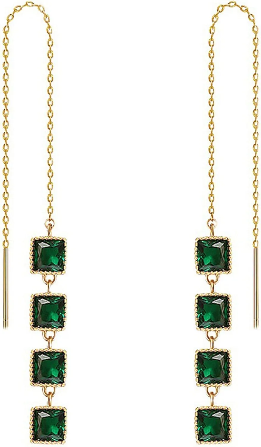 Green Rhinestone Earrings Vintage Rhinestone Teardrop Dangle Earrings Crystal Chandelier Earrings for Women