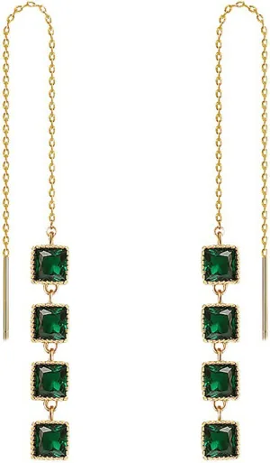 Green Rhinestone Earrings Vintage Rhinestone Teardrop Dangle Earrings Crystal Chandelier Earrings for Women
