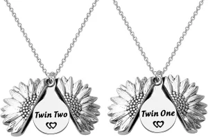 Gzrlyf Twin Sunflower Locket Necklaces Twins Sister Gifts