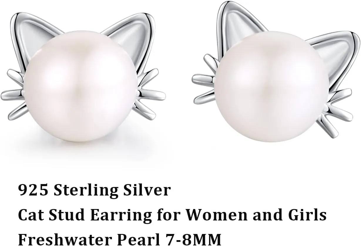 Han han 18K White Gold Plated Pearl Diamond Stud Earrings for Women 925 Sterling Silver Pearl Earrings, Fine Jewelry Gift for Women 8MM-13MM