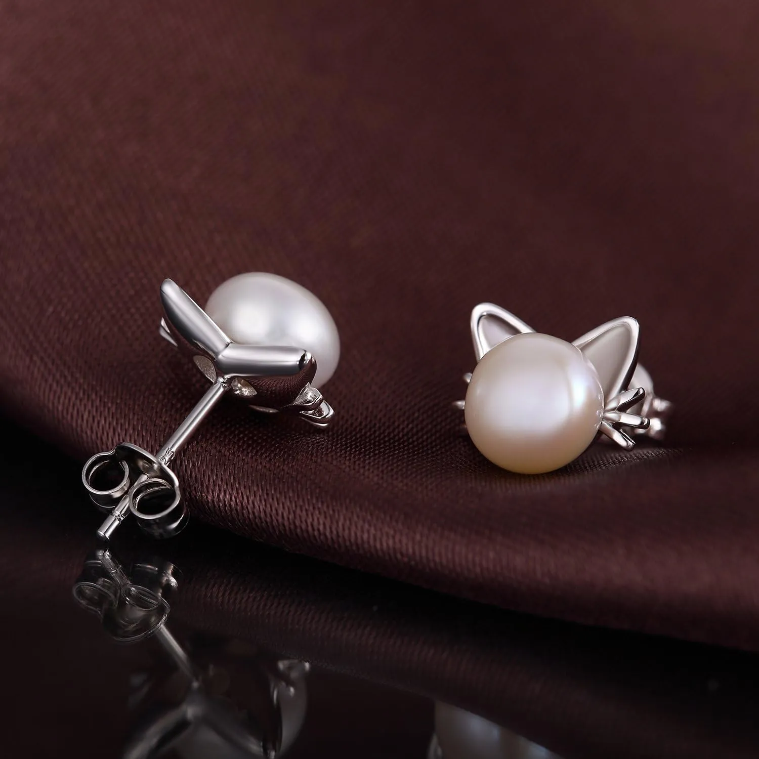 Han han 18K White Gold Plated Pearl Diamond Stud Earrings for Women 925 Sterling Silver Pearl Earrings, Fine Jewelry Gift for Women 8MM-13MM
