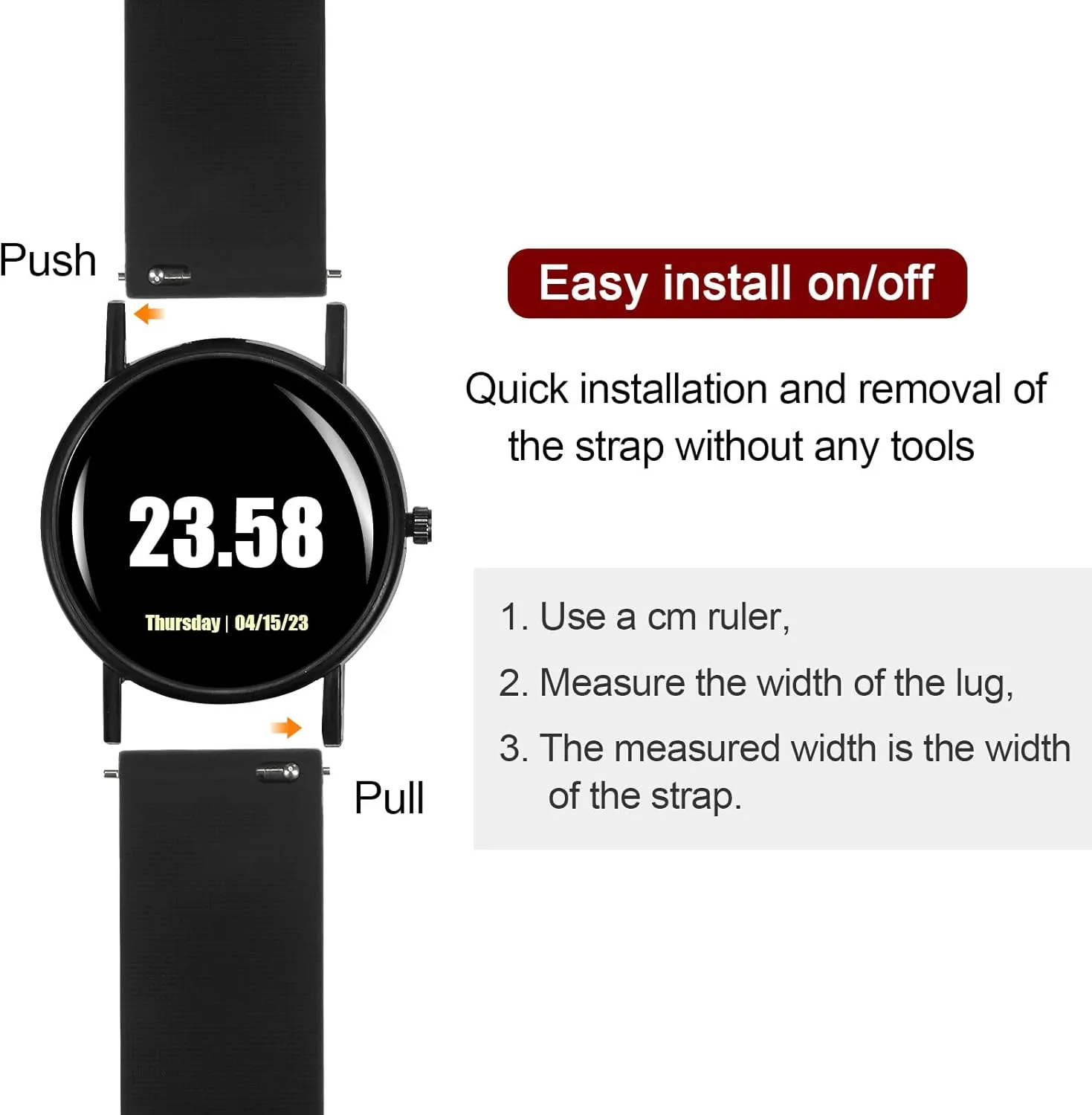HARFINGTON Silicone Watch Band Quick Release Soft Rubber Replacement Watch Strap with Stainless Steel Buckle for Men Women