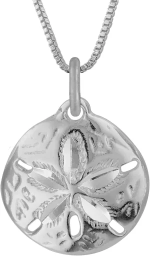 Hawaiian Silver Jewelry Pendant Necklace  18 Inch Sand Dollars Pendant Charm  Premium Sterling Silver Craftsmanship  Modern and Elegant  Comfortable Women Jewelry Necklace