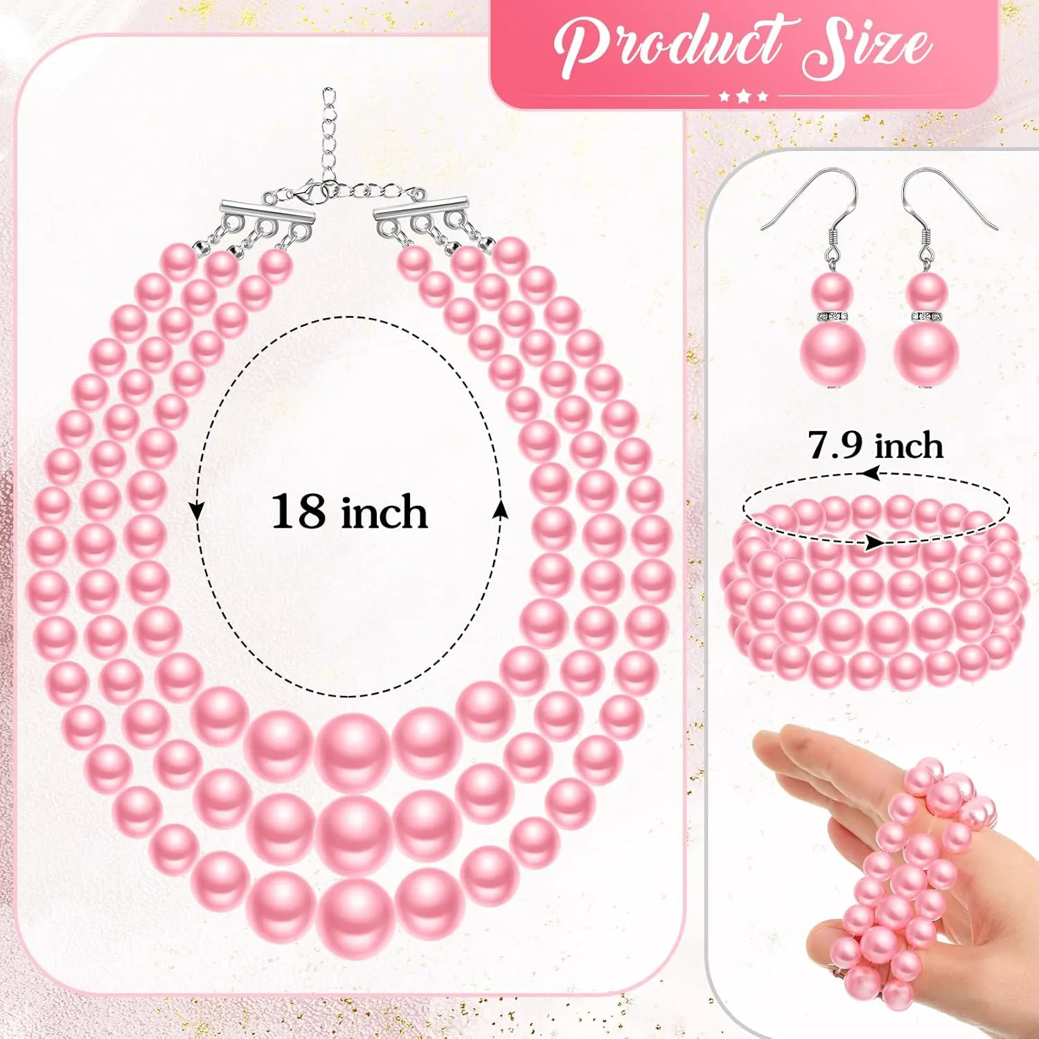 Haysandy 1920s Pearl Necklace for Women Costume Jewelry Set Faux Pearl Necklace Bracelet Earring for Party Wedding Gift