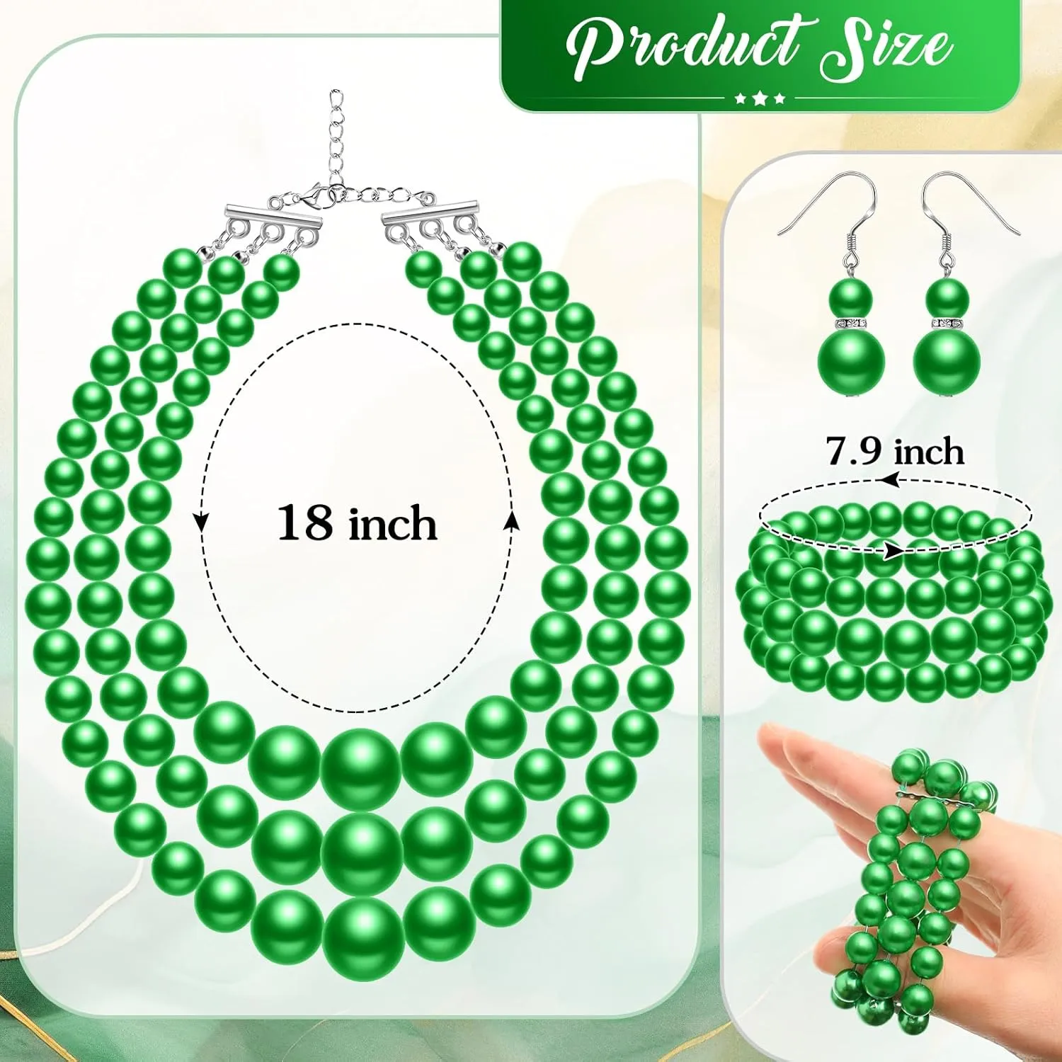 Haysandy 1920s Pearl Necklace for Women Costume Jewelry Set Faux Pearl Necklace Bracelet Earring for Party Wedding Gift