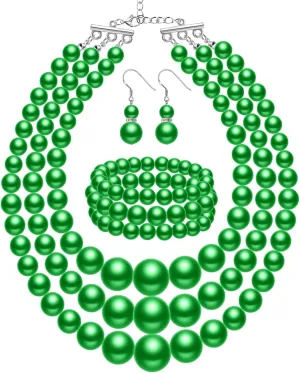 Haysandy 1920s Pearl Necklace for Women Costume Jewelry Set Faux Pearl Necklace Bracelet Earring for Party Wedding Gift