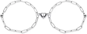 Heart Couples Bracelets Matching Bracelets for Couples Love Heart Bracelets Silver Adjustable Paperclip Bracelet Valentines Day Gift for Him and Her