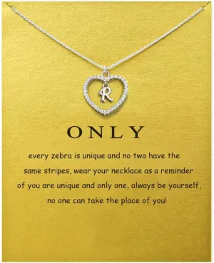 Heart Initial Necklace for Women Dainty Personalised Silver Necklaces Cute Letter A-Z Name Pendant Necklaces CZ Jewelry Message Card Gifts