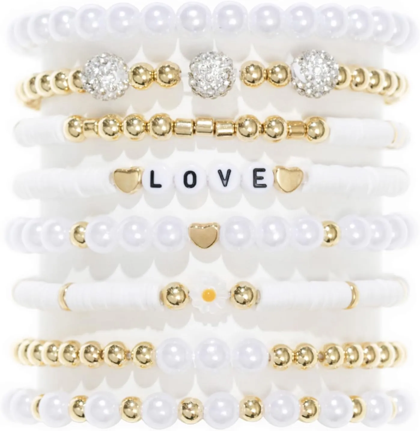 Heishi Surfer Clay Bead Friendship Bracelets, Colorful Stackable Preppy Bracelets for Women