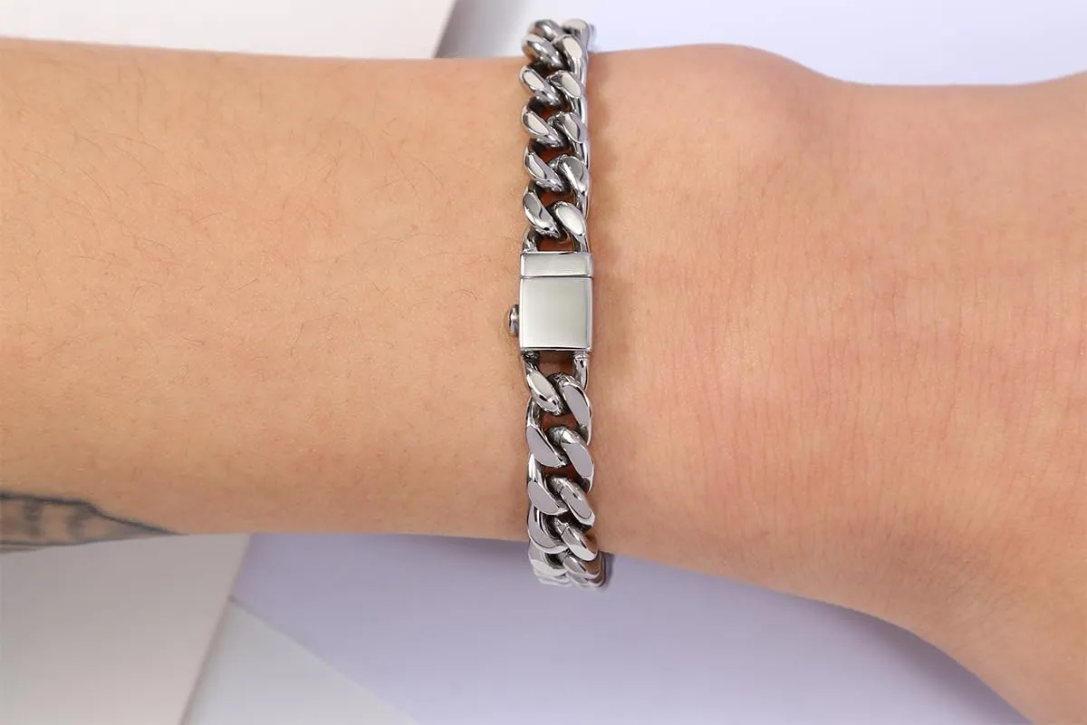 Hip Hop Stainless Steel Chain Bracelets for Men Women Cuban Bracelets Padlock Couple Bracelet