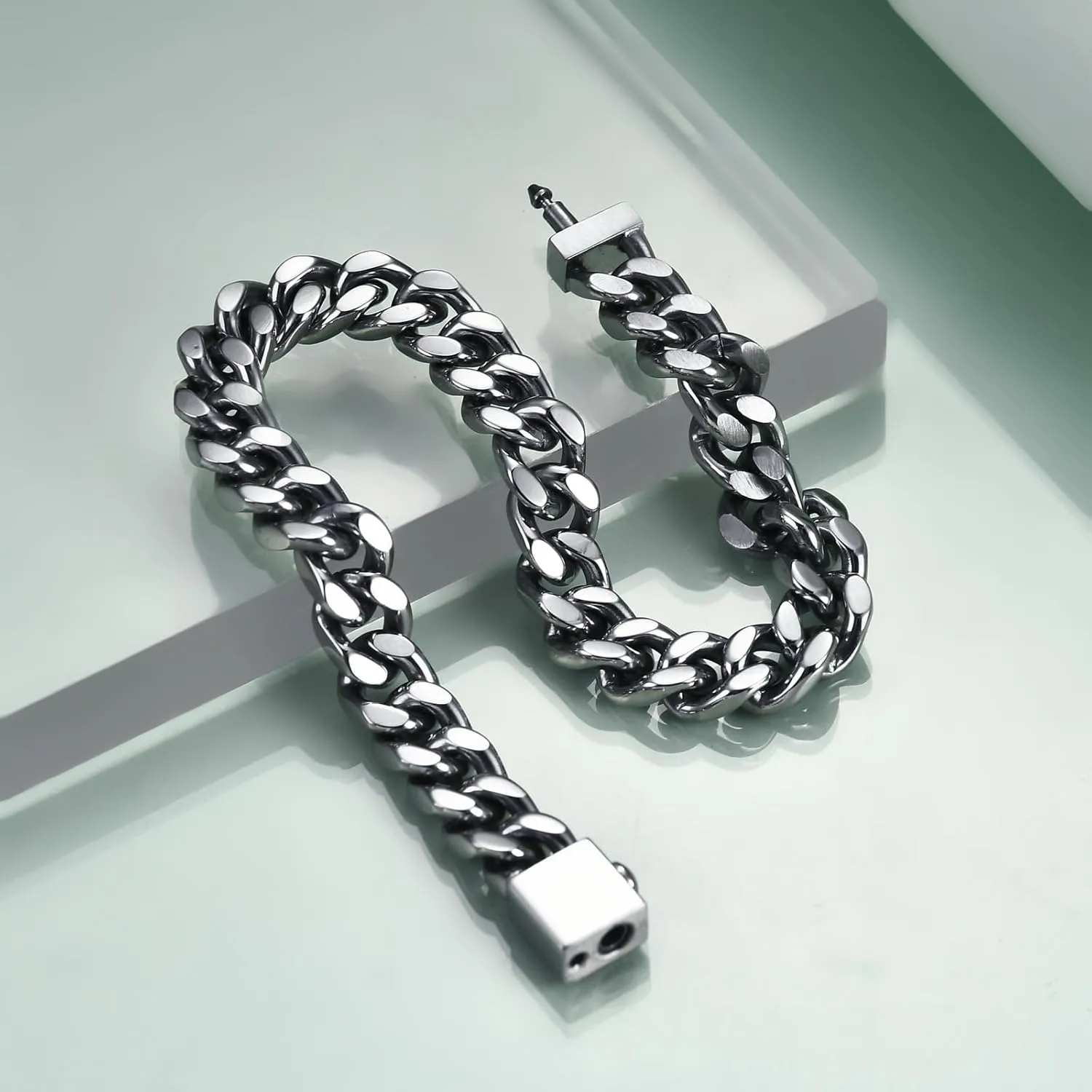 Hip Hop Stainless Steel Chain Bracelets for Men Women Cuban Bracelets Padlock Couple Bracelet