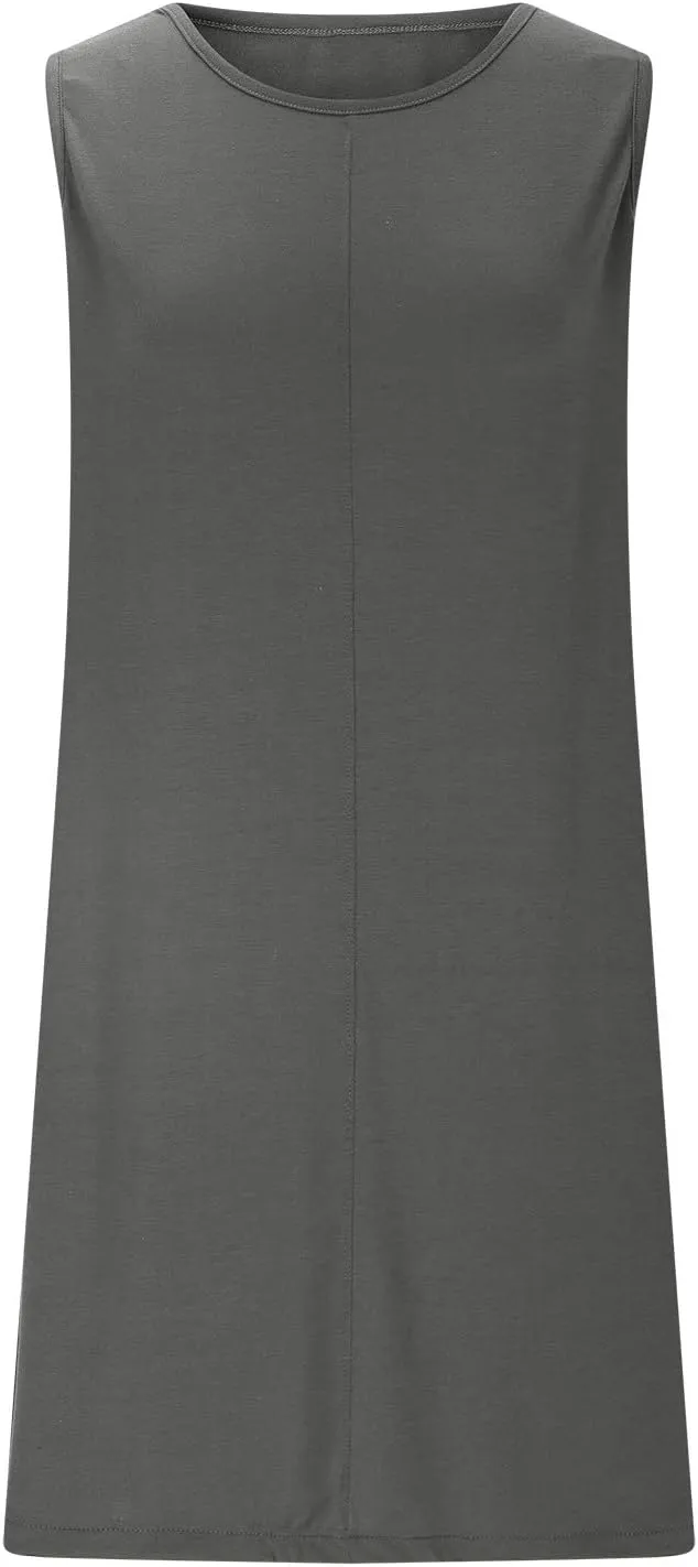 hlysgo A Line Dresses for Women Summer Cutout Back Sleeveless Mini Sundress Casual Loose Fit Coverup Beach Dress with Pocket