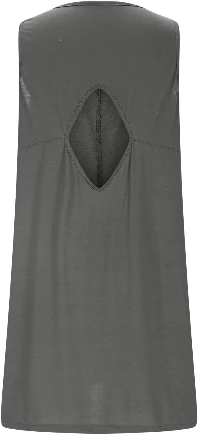 hlysgo A Line Dresses for Women Summer Cutout Back Sleeveless Mini Sundress Casual Loose Fit Coverup Beach Dress with Pocket