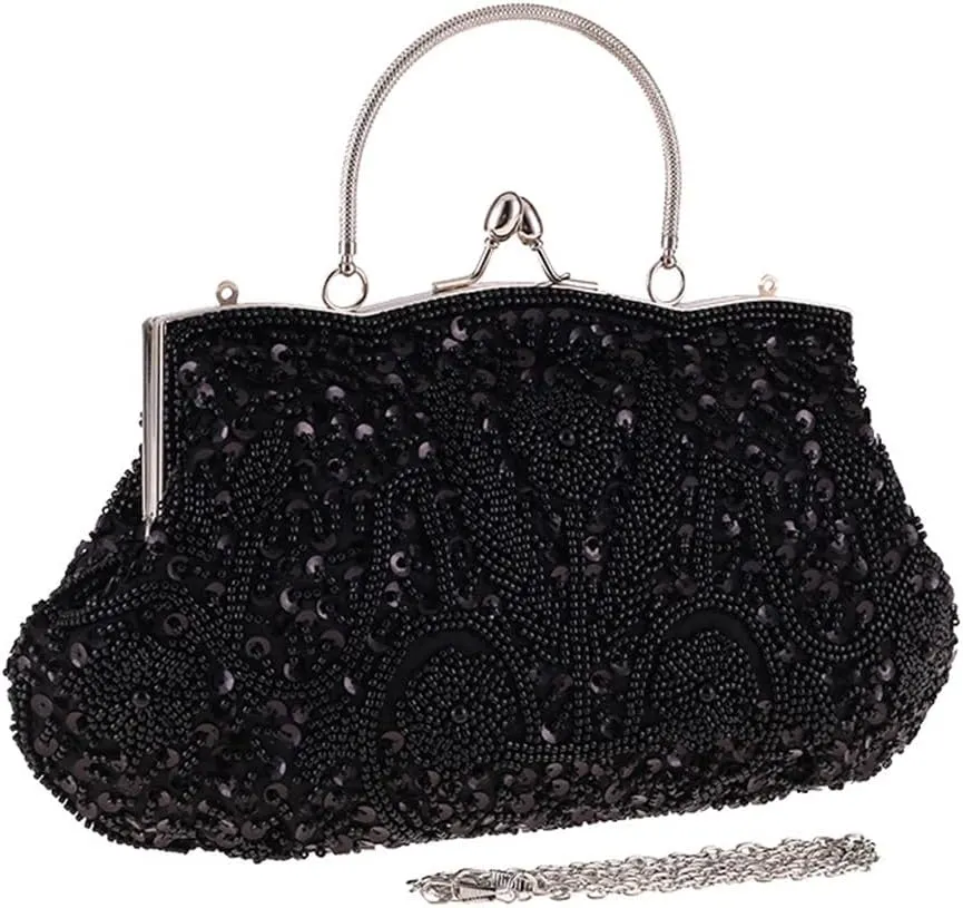 Hollow Out Day Clutch With Handle Flower Ladies Purse Beading Embroidery Party Evening Bags