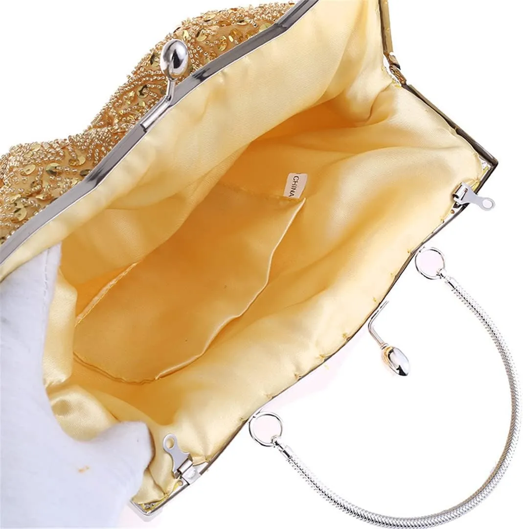 Hollow Out Day Clutch With Handle Flower Ladies Purse Beading Embroidery Party Evening Bags