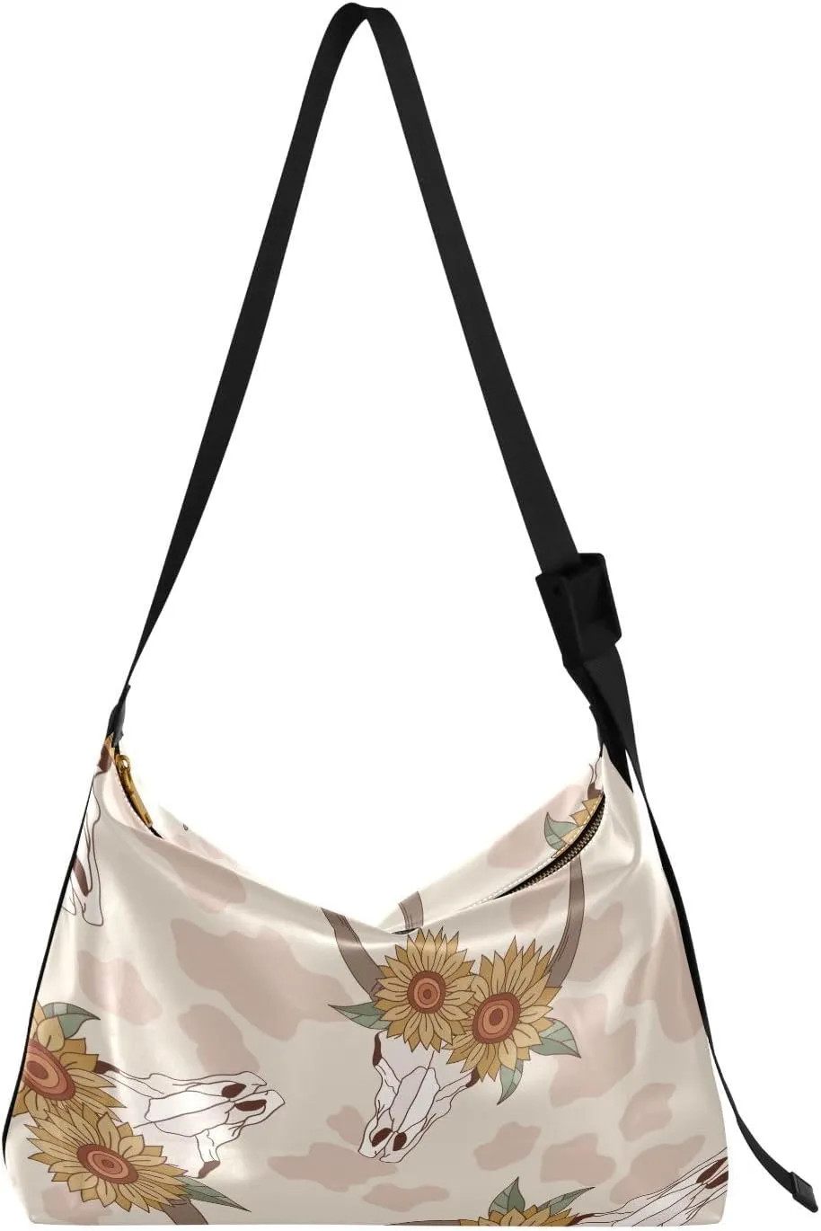 Howdy Western Cow Bull Hobo Crossbody Bags for Women Leather Large Shoulder Bag Cross Body Sunflowers Trendy Womens Tote Bags Handbag for Travel Shopping