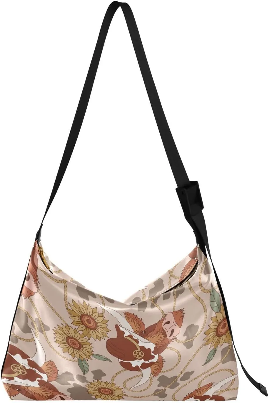 Howdy Western Red Irish Cow Hobo Crossbody Bags for Women Leather Large Shoulder Bag Cross Body Sunflowers Trendy Womens Tote Bags Handbag for Travel Shopping