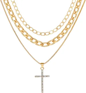 IFKM Layered Gold Choker Necklaces For Women, 14k Gold Plated Pendant Necklace Trendy Dainty Chain Layered Choker Necklaces Fashion Jewelry Gift