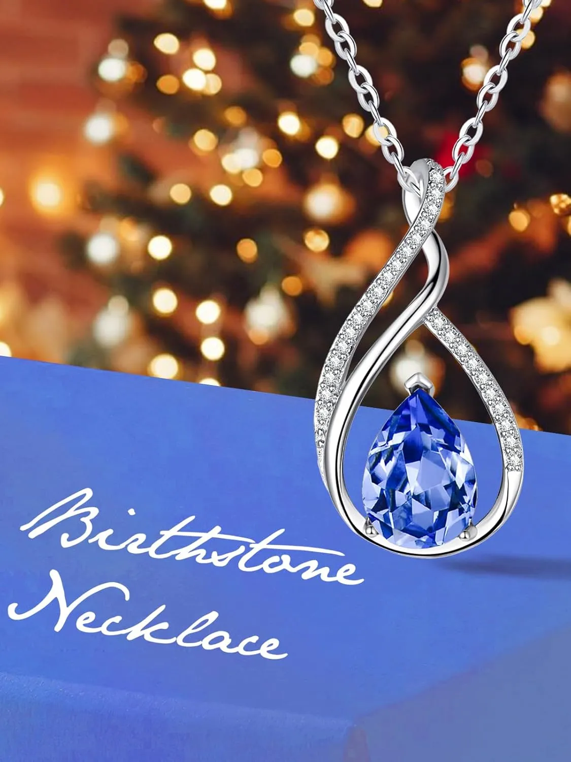 Infinity Birthstone Necklace for Women Wedding Anniversary, Birthday Gift for Wife Mother Her, Birthstone Pendant Jewelry, 18 2 Inch Adjustable Chain