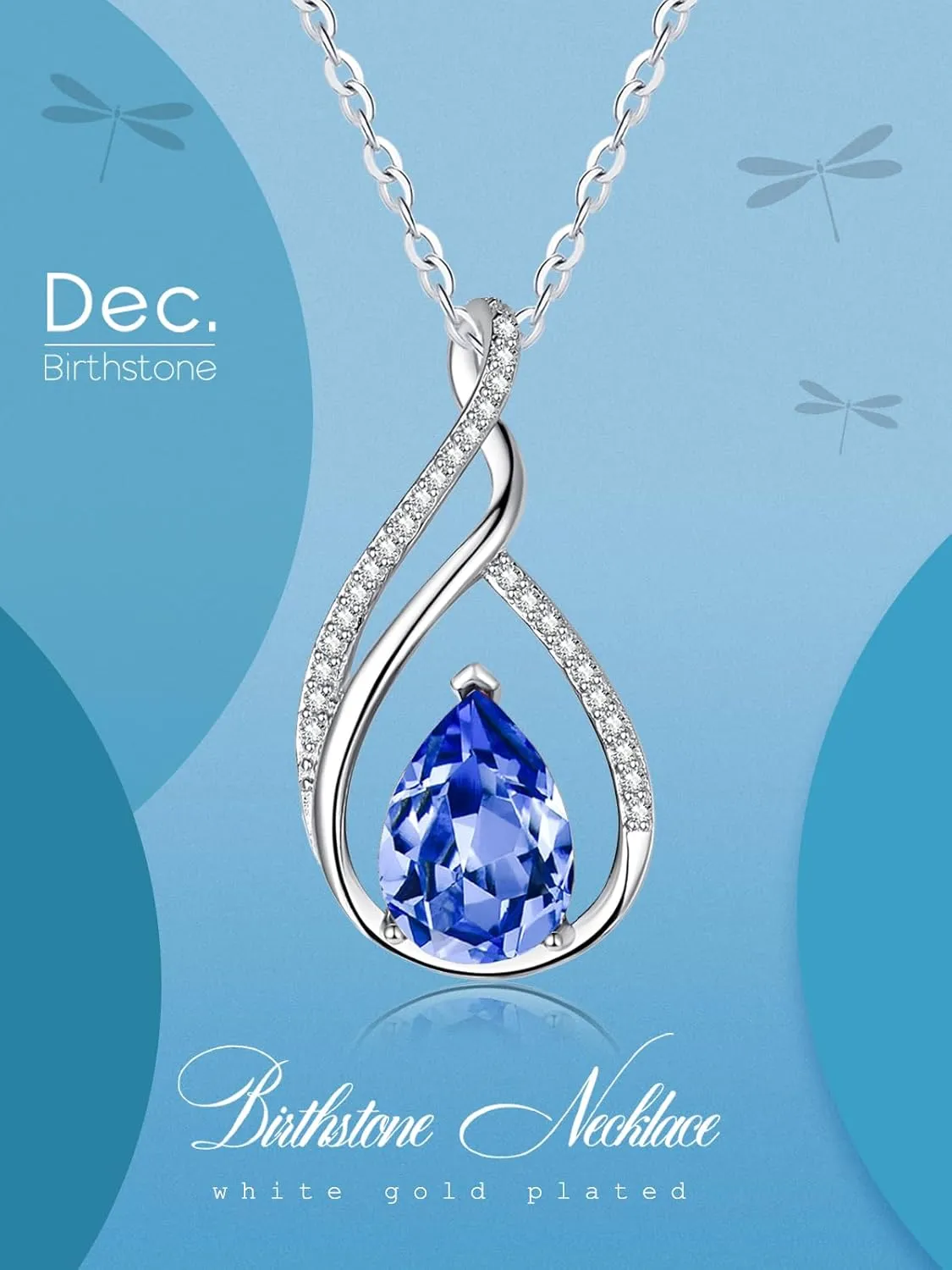 Infinity Birthstone Necklace for Women Wedding Anniversary, Birthday Gift for Wife Mother Her, Birthstone Pendant Jewelry, 18 2 Inch Adjustable Chain