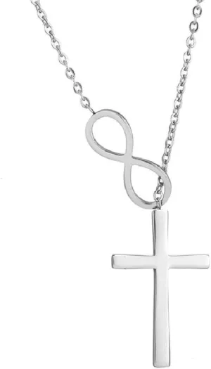 Infinity Cross Necklaces Pendant Women Forever Love Heart Charm Necklace Gift for Grandma Friends Mom Sister Auntie Sister Family Christmas Birthday