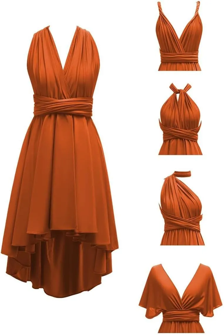 Infinity Dresses for Bridesmaid - High Low Multi-Way Dress - Ruffles Spandex Convertible Dresses - SDD167