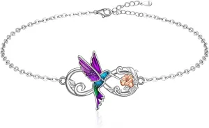 Infinity Hummingbird Ankle Bracelets for Women Sterling Silver Infinity Anklet Bracelet Beach Anklets Gift S925 Jewelry