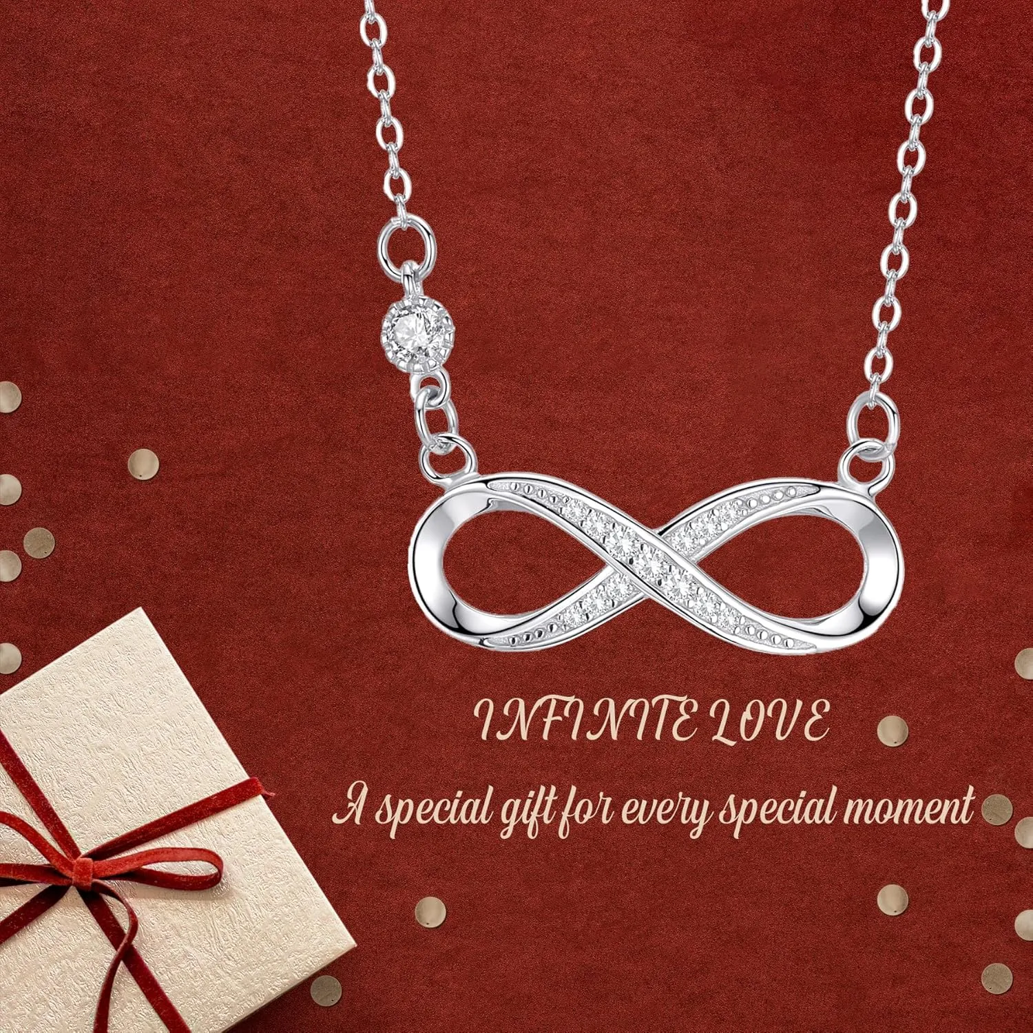 Infinity Necklace for Women 925 Sterling Silver Infinity Pendant Necklace Jewelry