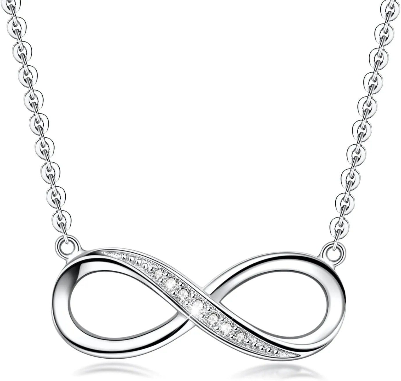 Infinity Pendant Necklace for Women, 925 Sterling Silver Love Heart Necklace Fine Jewelry