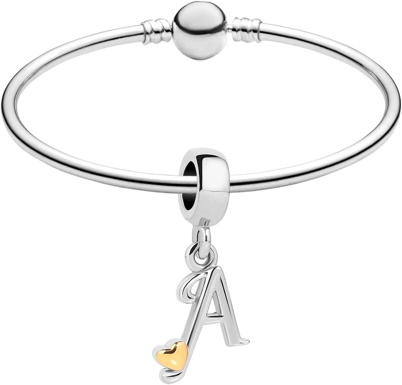 Initial A-Z Letter Charm Compatible with Pandora Charms Bracelets Name Alphabet Dangle Gift Gold Love Heart Family Birthday Anniversary