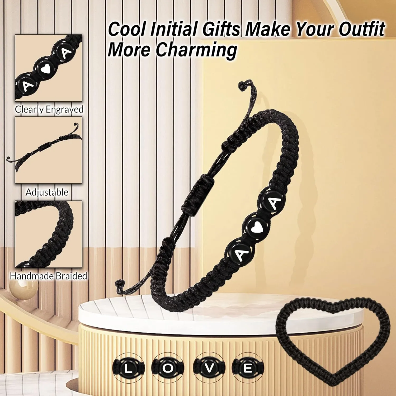 Initial Bracelets for Women Men's Bracelets Gifts for Girlfriend Boyfriend Letter Bracelets I Love You Gifts for Her Him Best Friend Birthday Gift Christmas Jewelry