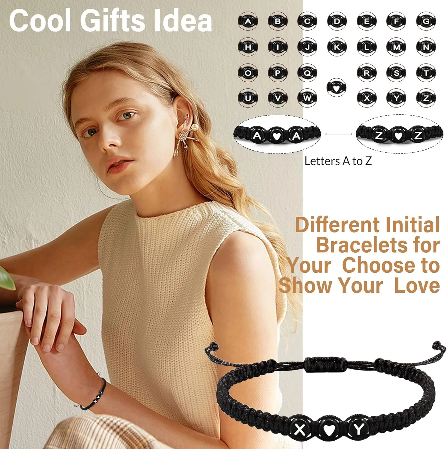 Initial Bracelets for Women Men's Bracelets Gifts for Girlfriend Boyfriend Letter Bracelets I Love You Gifts for Her Him Best Friend Birthday Gift Christmas Jewelry