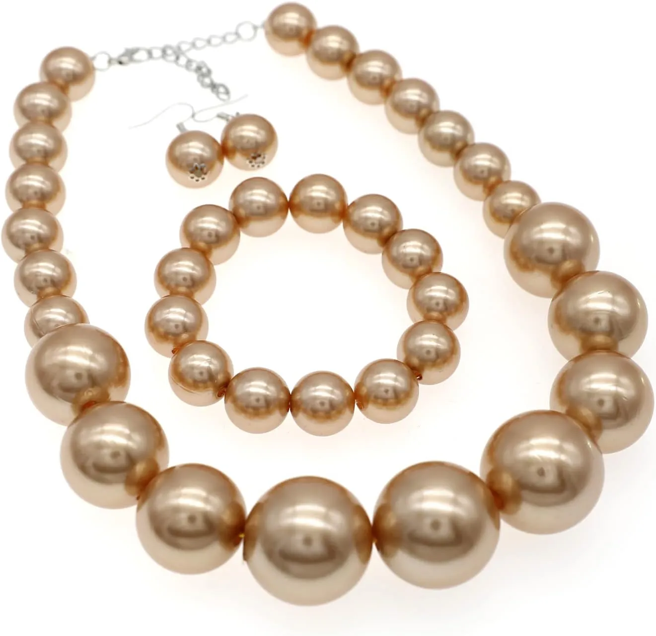JNF Chunky Big Pearl Necklace for Women Faux Pearls Necklace set Large Beaded Pearl Collar Choker Necklaces Christmas Jewelry