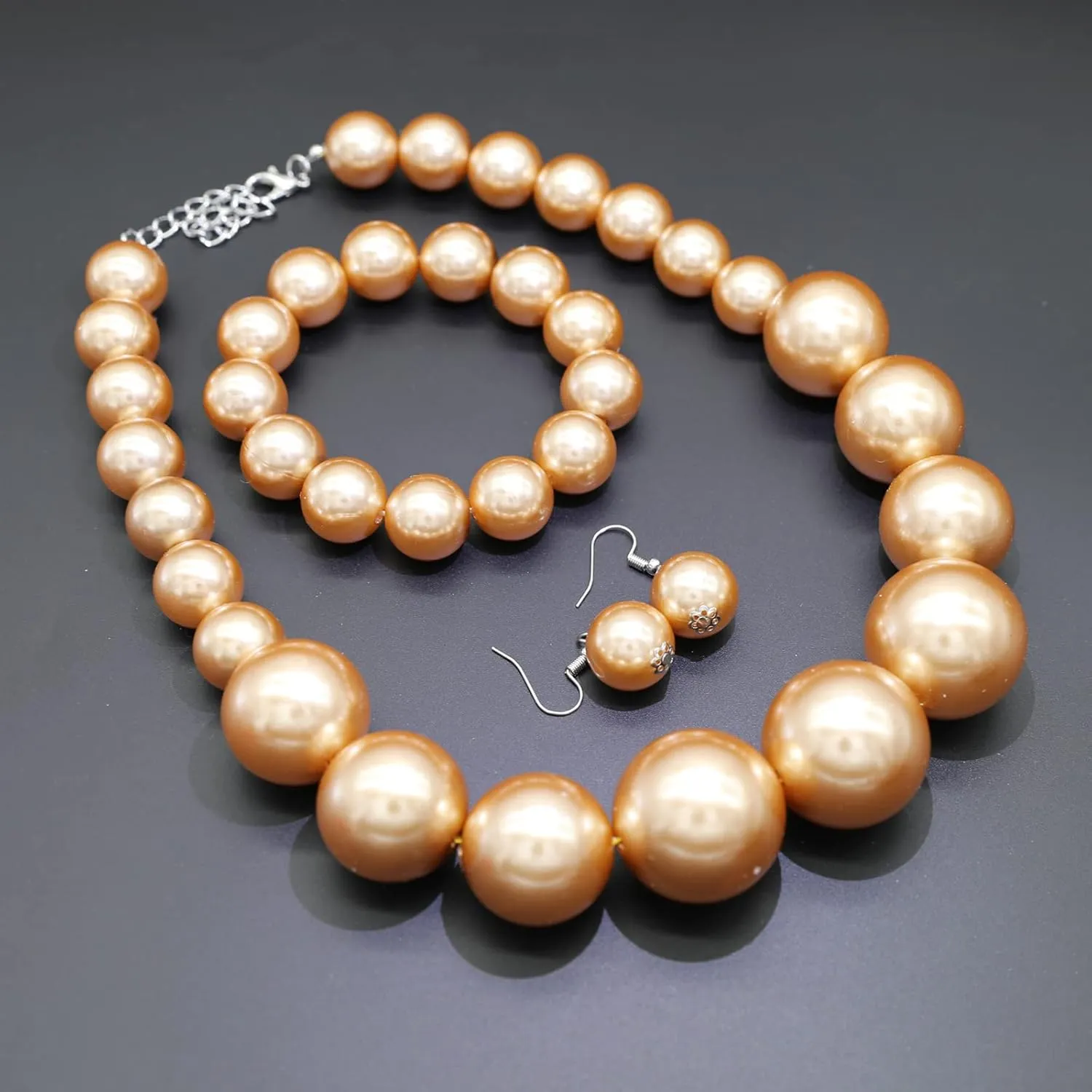 JNF Chunky Big Pearl Necklace for Women Faux Pearls Necklace set Large Beaded Pearl Collar Choker Necklaces Christmas Jewelry