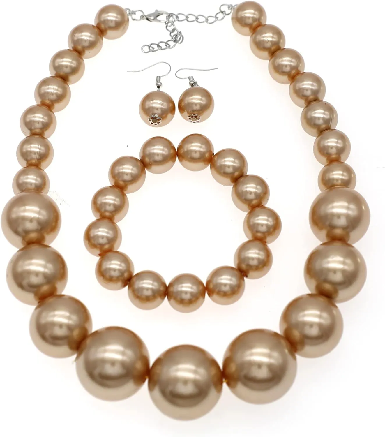 JNF Chunky Big Pearl Necklace for Women Faux Pearls Necklace set Large Beaded Pearl Collar Choker Necklaces Christmas Jewelry
