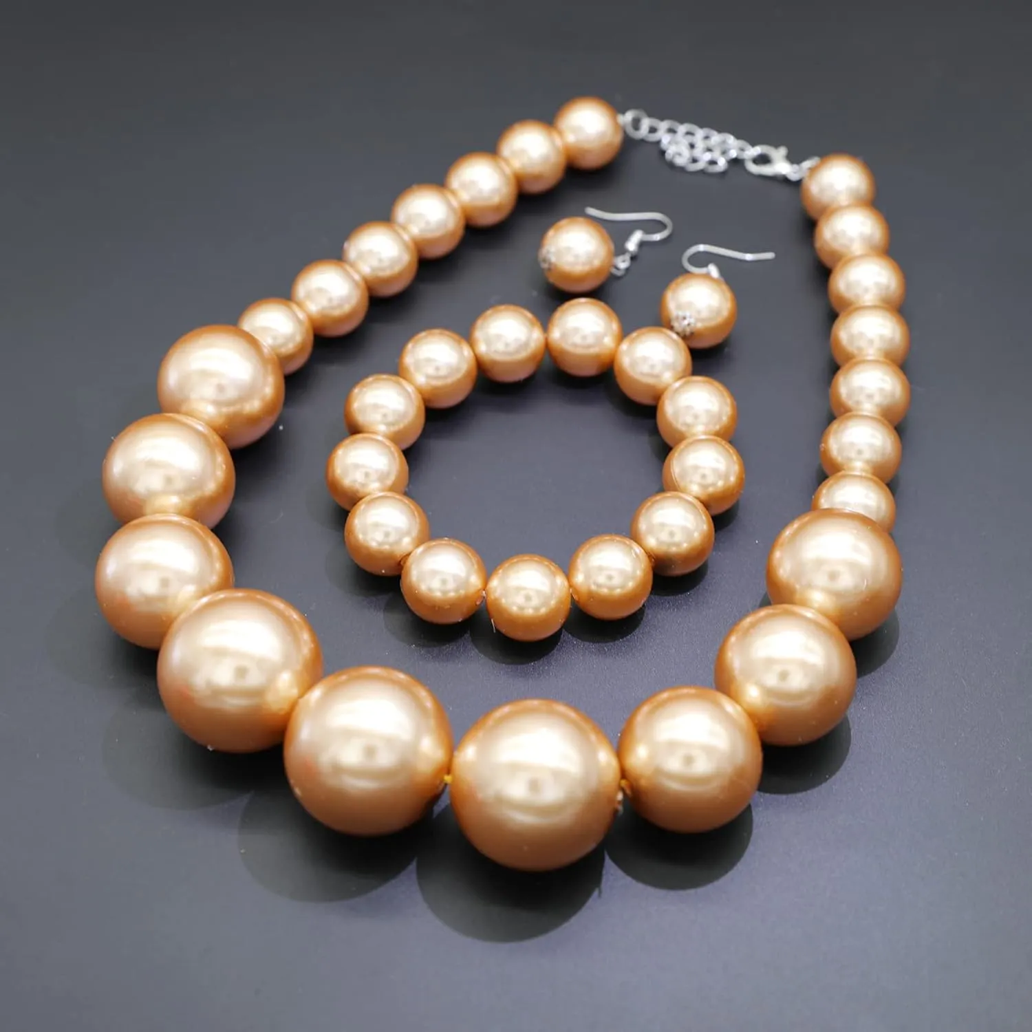 JNF Chunky Big Pearl Necklace for Women Faux Pearls Necklace set Large Beaded Pearl Collar Choker Necklaces Christmas Jewelry