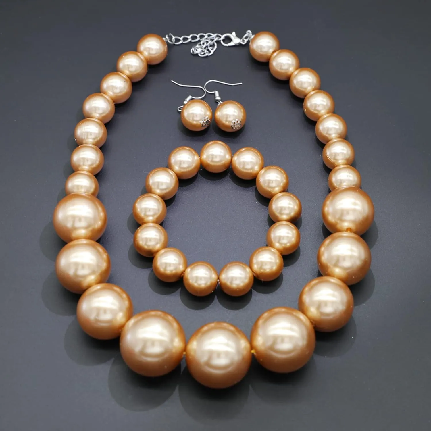 JNF Chunky Big Pearl Necklace for Women Faux Pearls Necklace set Large Beaded Pearl Collar Choker Necklaces Christmas Jewelry